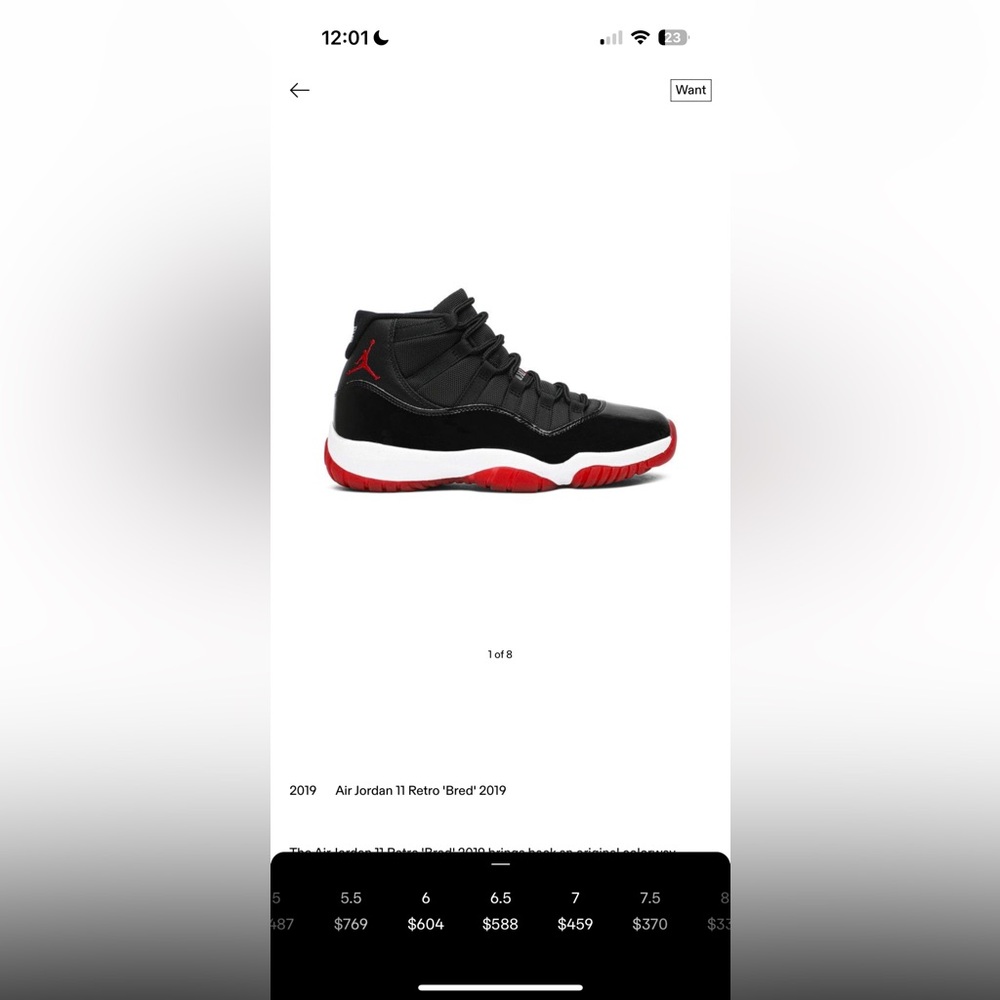 Air Jordan 11 Retro Black and Red Sneakers - Picture 7 of 7
